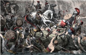 Ateenan armeijan tuhoutuminen Sisiliassa - Peloponnesoksen sota (431-404 eKr.), Sisilian retkikunta (415-413 eKr.): Ateenan armeijan tuhoaminen - 1882 tekijältä Unknown artist