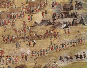 Yksityiskohta Richelieun joukoista La Rochellen piirityksen aikana (öljy kankaalle, noin 1640) tekijältä Unknown artist