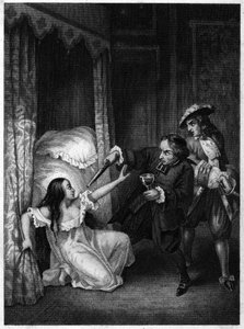 Diane de Joannis de Châteaublanc de Roussan, Gangesin markiisi (1635-1667), jonka murhasivat hänen kaksi veljeään, apotti ja Gangesin ritari. Kaiverrus vuodelta 1847. tekijältä Unknown artist