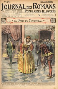 Diane, joka tunnettiin Monsoreaun kreivitärnä, tuomittiin hoviin. Kuva Alexandre Dumasin "" The Lady of Monsoreau" -kuvasta. "" Kuvitettujen suosittujen romaanien lehdessä"". tekijältä Unknown artist