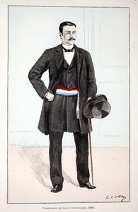 Poliisiosaston komentaja (1896). Etsaus väreillä, havainnollistava "" Rauhanturvaajien joukkojen historia"" -kirja, joka on julkaistu Louis Lepinen (1846-1933) Seinen poliisin prefektin suojeluksessa, Alfred Rey (1864-?) ja Louis Iron tekijältä Unknown artist