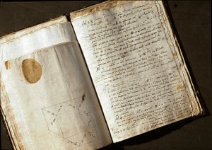 Kaksoissivu "" Medicea Sidera"" tai Pianeti Medicei (Planetes mediceennes), italialaisen tähtitieteilijän ja fyysikon Galileo Galilei dit Galilee (1564-1642) käsikirjoitus Cosimo de Medicisille (Cosimo II de 