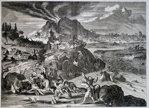 Maanjäristys Tokiossa vuonna 1650 - kaiverrus tekijältä Unknown artist