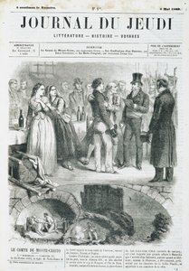 Edmond Dantes, Monte Criston kreivi (Monte Cristo) pitää vastaanoton - "" Le Journal du Torstai -lehdessä" 3.5.1860 alkaen tekijältä Unknown artist