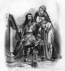 Eginhard (Einhard, Einhart, Einard, 775-840) Karolingien ajan historioitsija vaimonsa Emman (Imman) kanssa. tekijältä Unknown artist