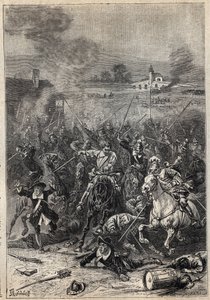 Puritaanien egorgement - 1800-luvun kuvitus Walter Scottin (1771-1832) historialliseen romaaniin "The Puritans of Scotland" (Old Mortality) tekijältä Unknown artist