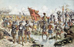 Kahdeksas uskontojen sota (1585-1598): Ivryn taistelu 14.3.1590 Henrik IV:n (joka voittaa) kuninkaallisen armeijan ja Katolisen liigan välillä. Kuva 1800-luvulta. Pariisi, Musee de l
