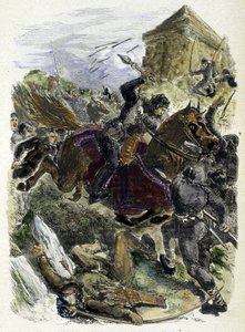 Keisari Othon taistelee paavin lahjottuja ryhmiä vastaan - Maurice Lachatren "Histoire des popes" -kirjassa tekijältä Unknown artist