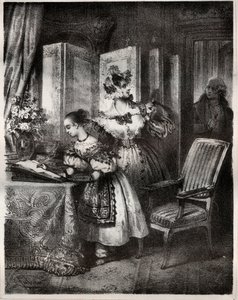 Kaiverrus 1800-luvulta Madame Cottinin (Sophie Cottin Rostand) (1770-1807) romaaniin "" Malvina"" - Yksityinen kokoelma tekijältä Unknown artist