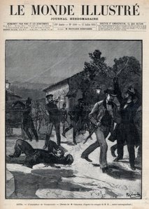 Tapahtumat Bulgariassa: Beltchefin salamurha Stefan Stambolovin (1854-95) läsnä ollessa - Sofia tekijältä Unknown artist