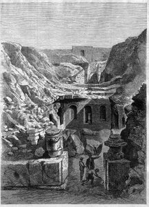 Senlisissä vuonna 1868 tehdyt kaivaukset - kaupungin ympäriltä löydettiin roomalaisia areeneja - Kaiverrus vuodelta 1868 tekijältä Unknown artist