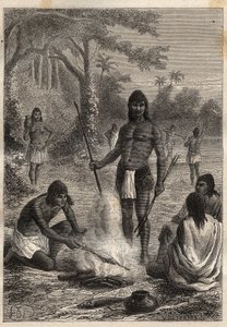Alexander von Humboldtin (1769-1859) ja Aime Bonplandin (1773-1858) retkikunta Amerikkaan (1799-1804): Omaguas-intiaanit (Amazonia, Peru) - kuvitus teoksesta "1700-luvun suuret merenkulkijat" tekijältä Unknown artist