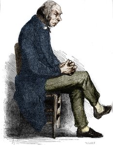 Isä Goriot. Kaiverrus 1800-luvun puolivälissä. Kuvitus Honore de Balzacin (1799-1850) "Isä Goriot" -sarjaan. tekijältä Unknown artist