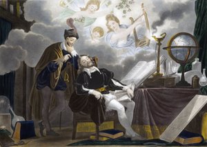 Faust ja Mefistofeles - Faust est tente by Mephistopheles - kaiverrus tekijältä Unknown artist