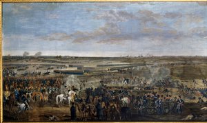 Ensimmäinen valtakunta: Keisari Napoleon I (1769-1821) (valkoisella hevosella) Leipzigin taistelussa (Kansakuntien taistelu), 16.-19.10. tekijältä Unknown artist