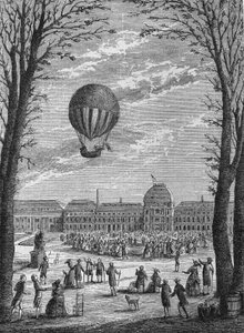 Charlesin ja Robertin ensimmäinen lentomatka vetykaasuaerostaatille, 1. joulukuuta tekijältä Unknown artist