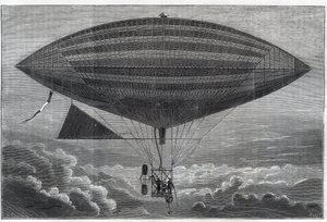 Albert (1839-1906) ja Gaston Tissandier (Tissendier) (1843-1899) ranskalainen tiedemies, "" La Nature" -lehden toimittaja, kokeillut ensimmäinen sähköinen aerostaatti heliksiin maanantaina 8. lokakuuta. tekijältä Unknown artist