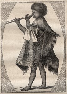 Kapteeni James Cookin (1728-1779) ensimmäinen matka (1768-1771): Tahitilainen huilunsoittaja - kuva otettu teoksesta "" 1700-luvun suuret merenkulkijat"" tekijältä Unknown artist