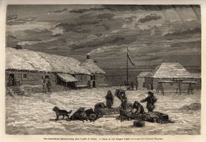 Fort Saint-Michel (Saint Michel), Englannin hallussa tuolloin Nortonin lahdella. Frederick Whymperin kaiverrus havainnollistamaan matkaa ja seikkailuja Englannin Kolumbiassa, Vancouver Islandissa ja Alaskassa tekijältä Unknown artist