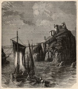 Fort de Bertheaume - Plougonvelin - Finistere - kaiverrus kirjaimella "" PATRIE"" - PECTURESSE RANSKAN KUVAUS 6 NITEESSÄ LUCIEN HUARD - 1800-luvun loppu tekijältä Unknown artist
