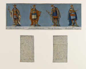 Neljä inkakuningasta: Tupac Yupanqui, Huayna Capac, Huascar Inca, Atahuallpa, 1800-luvun alku tekijältä Unknown