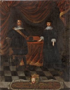 Frederic III de Holstein Gottorp ja Marie Elisabeth de Saxe - Holstein-Gottorpin herttua Frederick III (1597-1659) ja herttuatar Marie Elisabeth (1610-1684), Anonymous . Öljy kankaalle. Mitat: 103,5x79,5 cm. Tukholman kansallismuseo tekijältä Unknown artist
