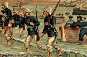 Ranskalaiset joukot laskeutuivat Madagaskarin Majungaan vuonna 1895 tekijältä Unknown artist