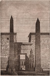 Etunäkymä Luxorin obeliskien rekonstruktiosta Egyptissä tekijältä Unknown
