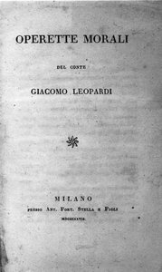 Italialaisen runoilijan Giacomo Leopardin (1798 - 1837) "Operette morali" (Pienet moraaliteokset) esikuva 1827 tekijältä Unknown artist