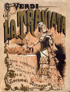 Giuseppe Verdin (1813-1901) 1800-luvun yksityiskokoelma oopperan "La Traviata" partituurin etukuva tekijältä Unknown artist