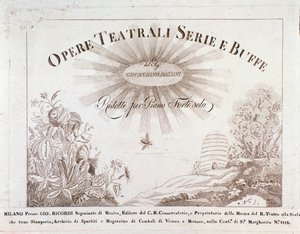 Gioacchino Rossinin teatteriteossarjan ja buffeen etukappale tekijältä Unknown artist