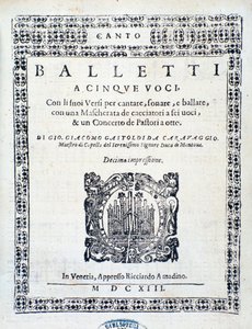 Giovanni Giacomo Gastoldin Ballettin etukappale viidelle äänelle tekijältä Unknown artist