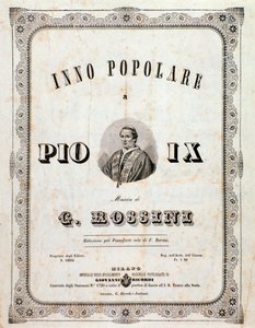 Partituurin etukappale Gioacchino Rossinin suosittu laulu Pius IX:lle tekijältä Unknown artist