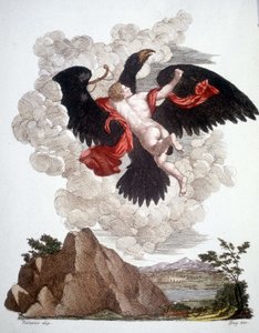 Jupiterin (Zeuksen) poistama Ganimede muuttui kotkaksi - kaiverrus tekijältä Unknown artist