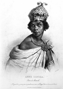 Ginga, Matamban ja Angolan Quilombola-kuningatar. ANNE ZINGHA ANGOLAN KUNINGATAR. (1587-1663). tekijältä Unknown artist