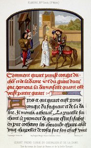 Girart jättää ritari ja rouva - faksimile valaistuksen 1400-luvulta tekijältä Unknown artist