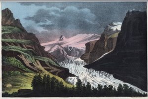 Glacier de Grindelwald Sveitsissä - Sveitsi, Grindelwaldin jäätikkö 1800-luvulla - kaiverrus kirjasta "Kaikkeuden kaikkien kansojen tavat ja perinteet". Se on kaikkien kansojen hallituksen, lakien, miliisin ja uskonnon historiaa tekijältä Unknown artist