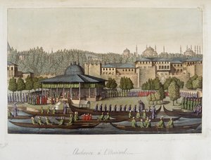 Ottomaanien hallitus: yleisö Admiralissa - "" Vanha ja moderni puku", kirjoittanut Ferrario, ed Milan tekijältä Unknown artist