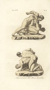 Kreikkalaiset urheilijat kilpailevat Pankrationin kamppailulajeissa tekijältä Unknown artist