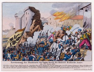 Guerre russo-turque de 1828-1829 - Venäjän armeija ryntäsi Varnan linnakkeille syyskuussa 1828 par Anonymous tekijältä Unknown artist
