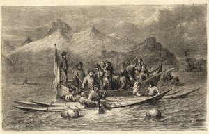 Harppuhylkeenmetsästys - Hylkeenmetsästys Grönlannissa - Kaiverrus kirjasta "" The Illustrous Universe"" 1866 tekijältä Unknown artist