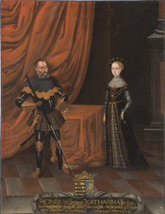 Henri IV de Saxe, dit le Pieux et Catherine de Mecklembourg - Herttua Henrik hurskas (1473-1541) ja Mecklenburgin herttuatar Katariina (1487-1561), Anonyymi. Öljy kankaalle. Mitat: 101,5x79 cm. Tukholman kansallismuseo tekijältä Unknown artist