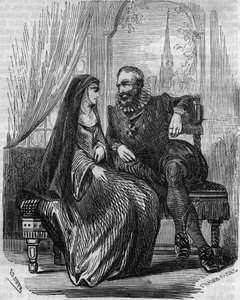 Henry IV Ranskan kuningas (1553-1610) Montmartren luostari Marie de Beauvilliersin kanssa - Kaiverrus 1800-luvulta tekijältä Unknown artist