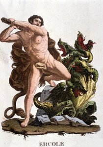 Hercules iskee Lernan Hydraan - kaiverrus tekijältä Unknown artist