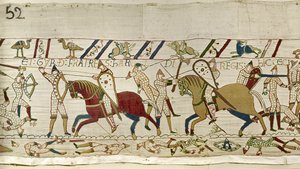 Tässä putosivat Haroldin veljet: Gyrth ja Leofwine, Bayeux Tapestry tekijältä Unknown artist