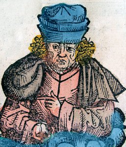 Herodote (Herodotos, 484-425 eKr.), kreikkalainen historioitsija - HERODOTUS 490-425 eKr., kreikkalainen historioitsija - puupiirros Nürnbergin kronikasta tekijältä Unknown artist