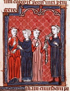 Kanonisen oikeuden historia: "Nainen tuomittu siveyden vyölle"" Miniatyyri otettu kirjasta "Decret de Gratien"" ("Concordia discordantium canonum" tai "Decretum Gratiani") vuodelta 1140 ja säätelee roomalaiskatolisen kirkon lakeja ja kaanoneja . 13 tekijältä Unknown artist