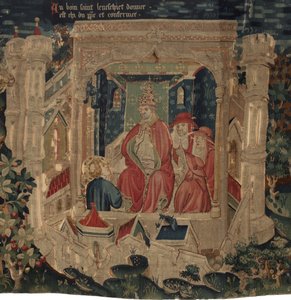 Saint Piatin ja Saint Eleuthèren historia, kohtaus 9: Paavi vahvistaa Saint Éleuthèren Tournain piispaksi tekijältä Unknown artist