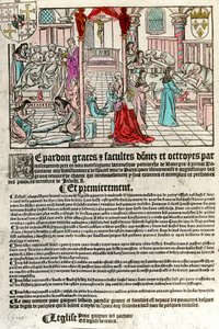 Sairaala 1500-luvulla: Hemmotuskirje (Oikealla: sairaalakohtaus. Agauche: kuolee ja kuolee). Kaiverrus 1500-luvulta. Yksityinen kokoelma. tekijältä Unknown artist