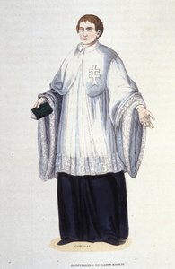 Henry III:n vuonna 1578 perustaman sotilaallisen ja uskonnollisen Pyhän Hengen veljeskunnan sairaalanhoitaja. Kaiverrus 1800-luvulta. Private Coll., Milano. tekijältä Unknown artist